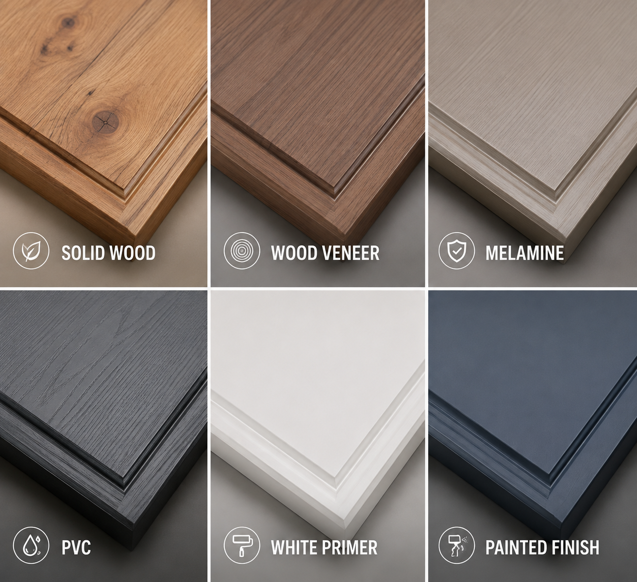 Different Surface Materials of Wood Doors: Veneer, Melamine, PVC, Primer and Solid Wood Explained